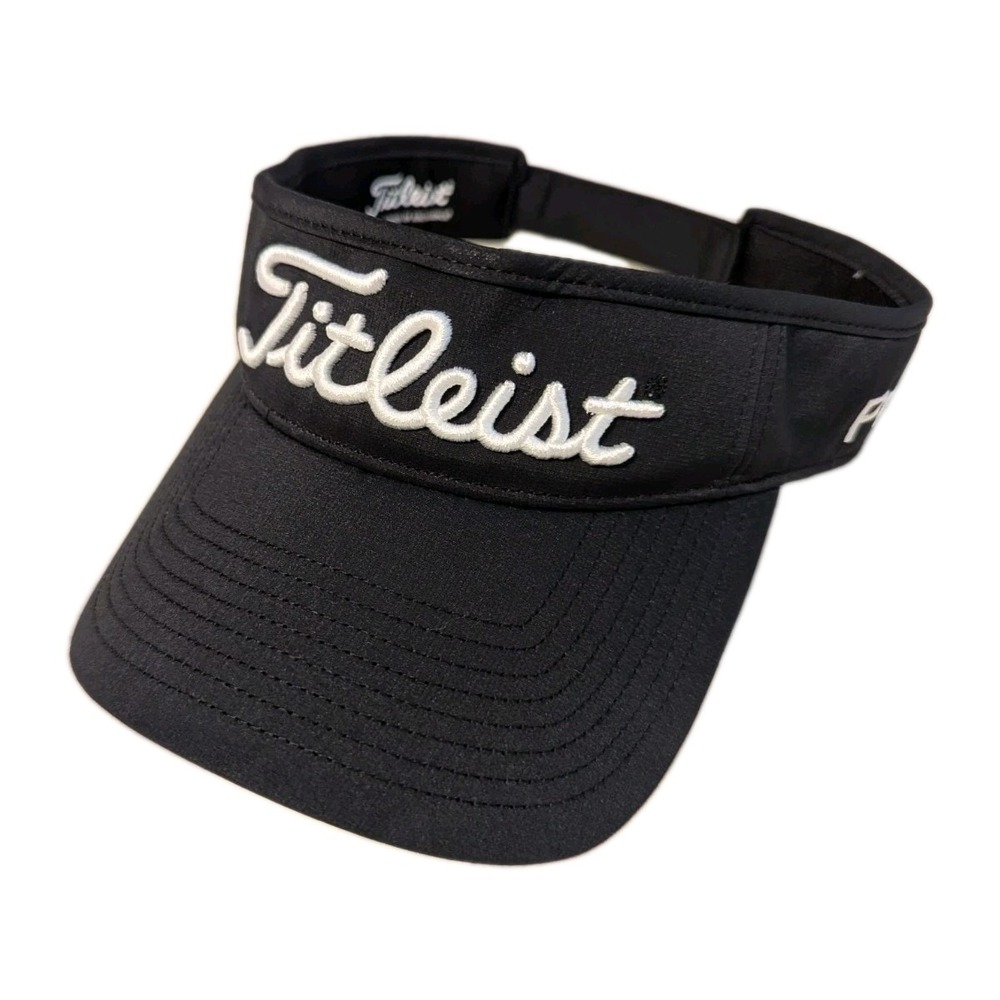 Titleist Pro V1 FJ FootJoy Golf Visor Hat Adjustable‎ Hook And Loop Strap Black